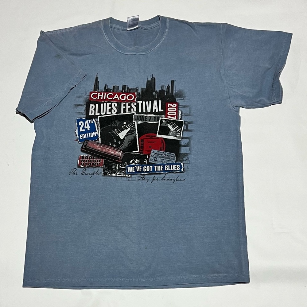 Chicago Blues Festival 2007 Tee Shirt Blue Size Medium Good Condition